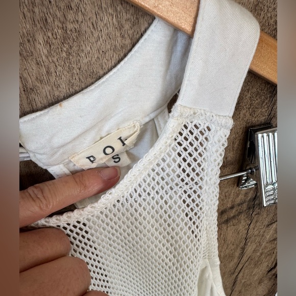 POL White babydoll Sleeveless Mesh Top With High-Low Hem SZ S - Picture 3 of 7